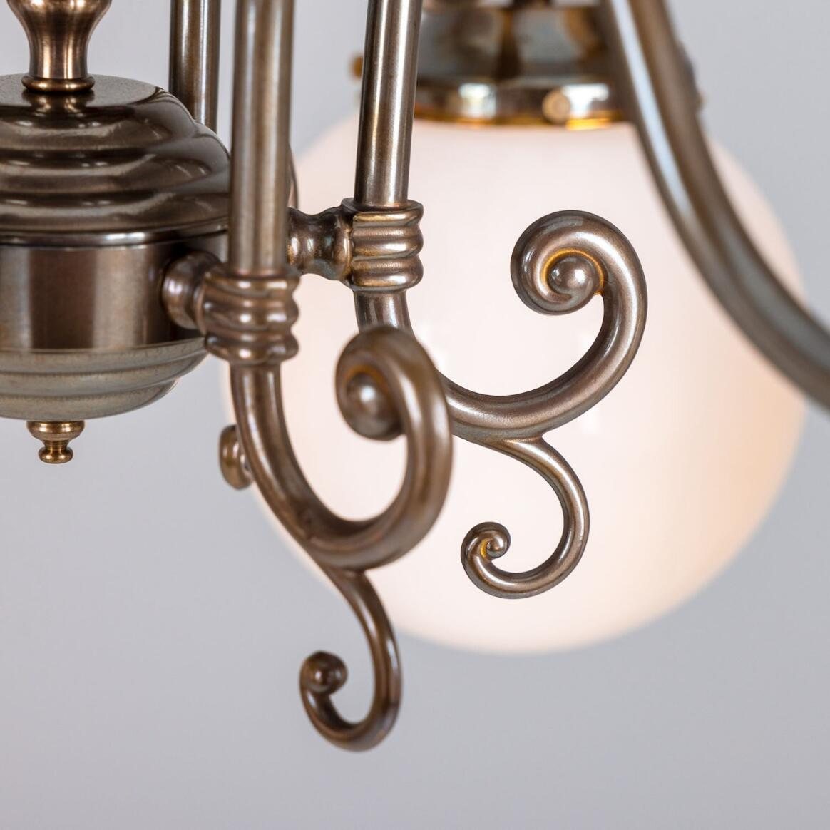 Mullan Kilturk Traditional Chandelier with Opal Glass Globes Six-Light - Antique Brass Finish