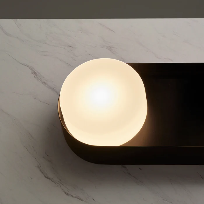 Northern Light - Windermere Opal Table Lamp - Matt Black Finish - Matt Opal Glass Drum 180mm Shade