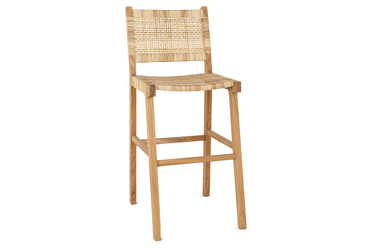 Nkuku - Madrisana Acacia & Rattan Bar Stool