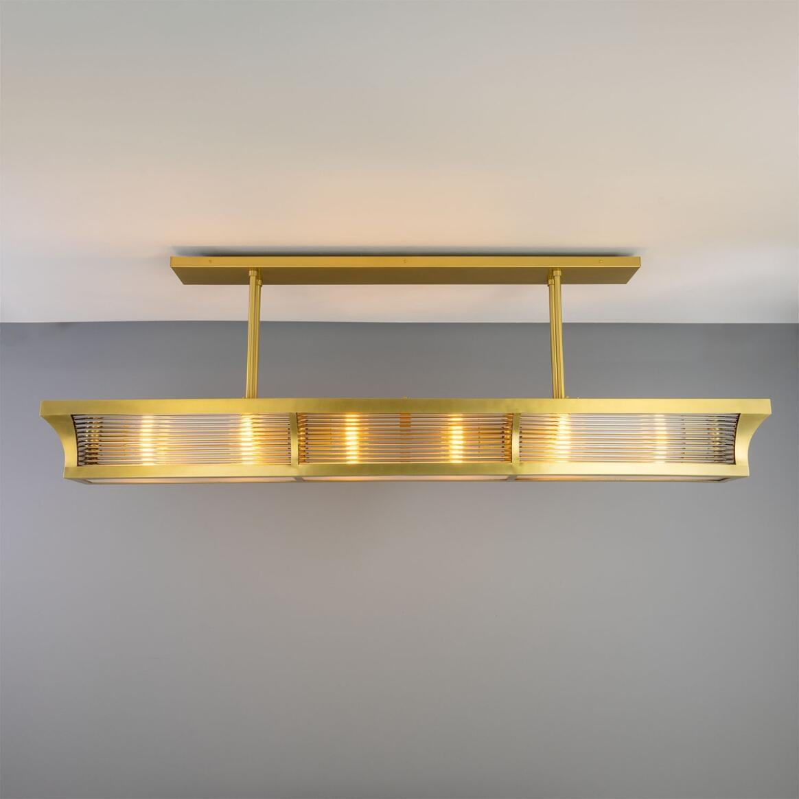 Mullan Lestrade Prismatic Linear Brass Island Chandelier 192cm IP20 - Satin Brass Finish