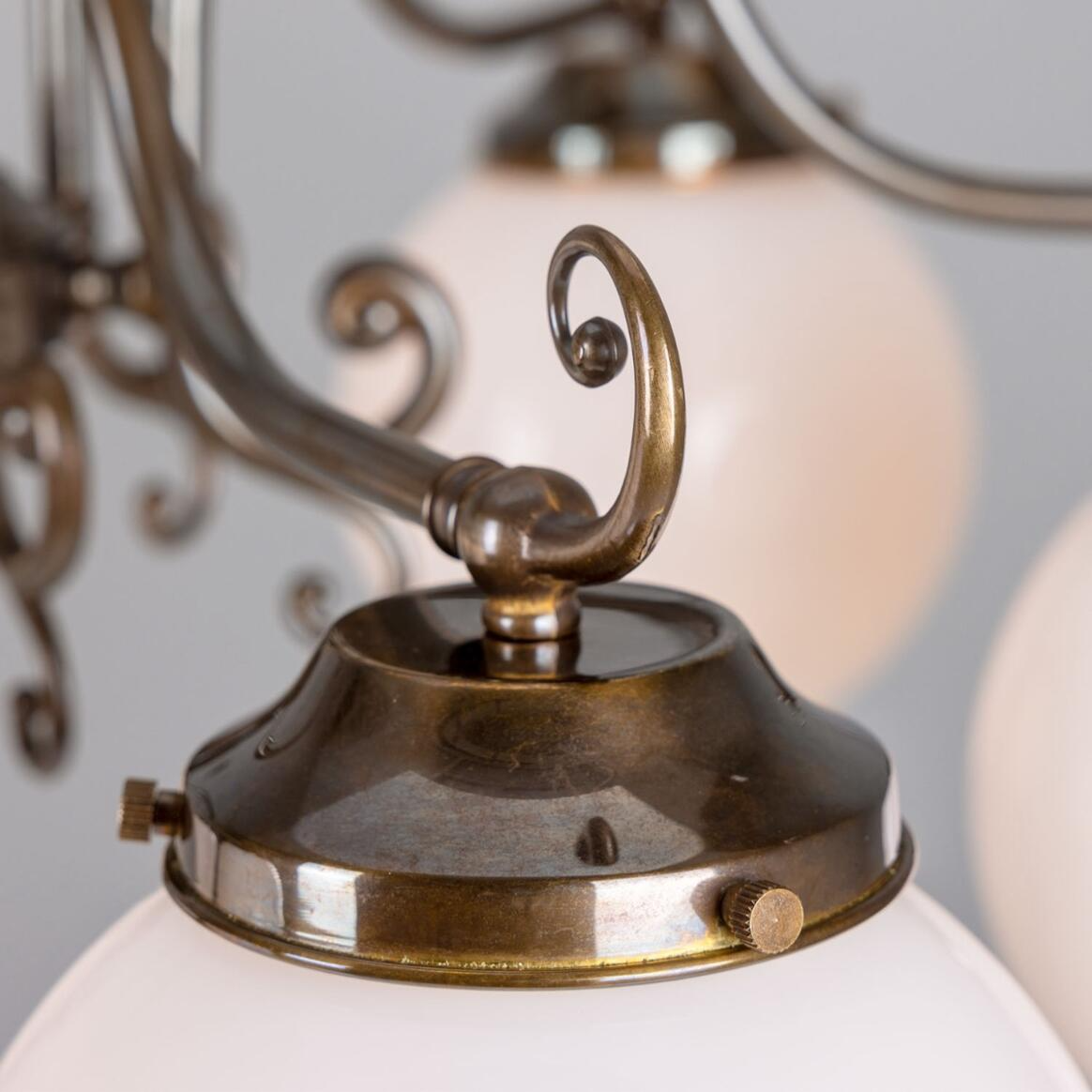 Mullan Kilturk Traditional Chandelier with Opal Glass Globes Six-Light - Antique Brass Finish