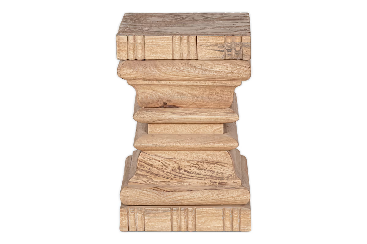 Nkuku - Disha Carved Mango Wood Side Table - Natural