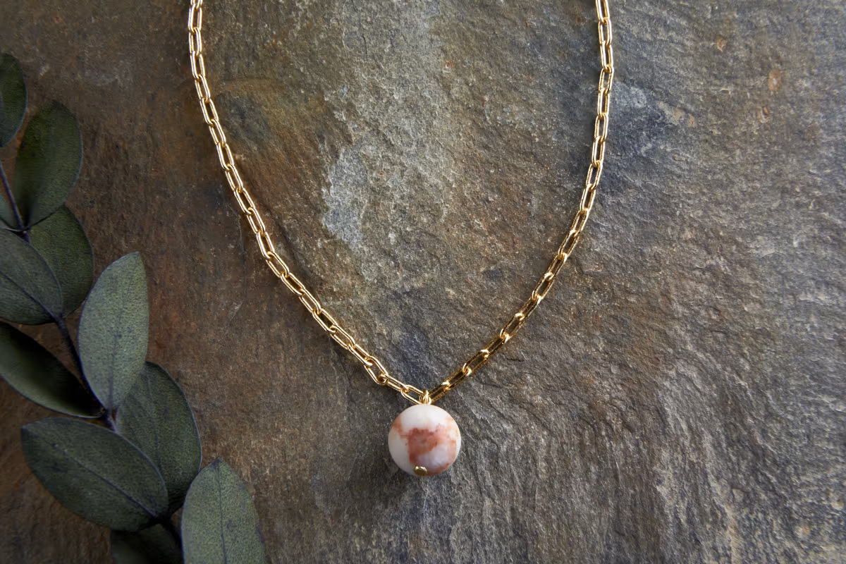 Nkuku - Cerita Rhodochrosite Necklace - Rhodochrosite & Gold