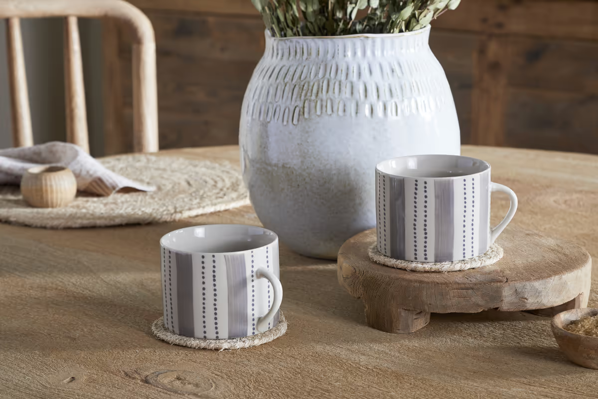 Nkuku - Patthar Mug - Cream & Grey - Large (Set of 2)