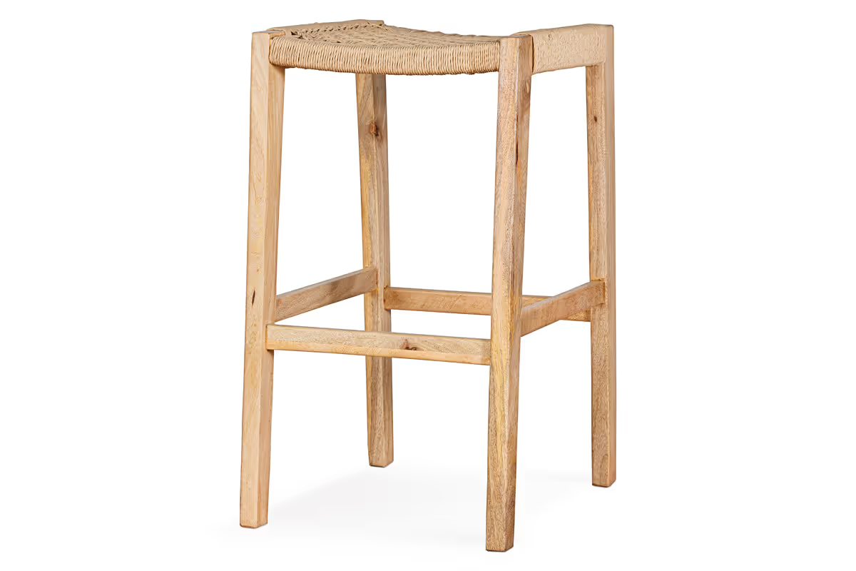 Nkuku - Aamani Mango Wood & Cord Counter Stool - Natural