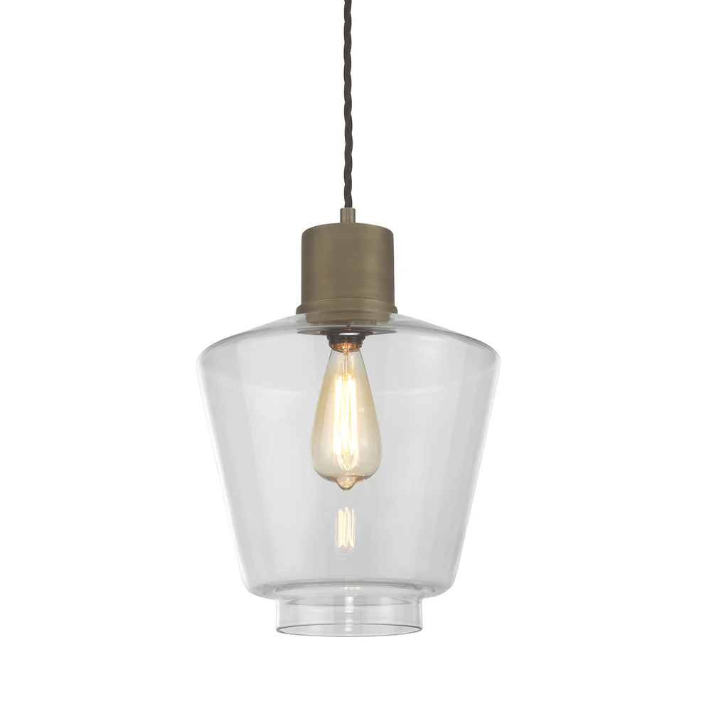 Northern Light - Romney Pendant Ceiling Lights - Clear Brass Medium Finish - Clear Shade