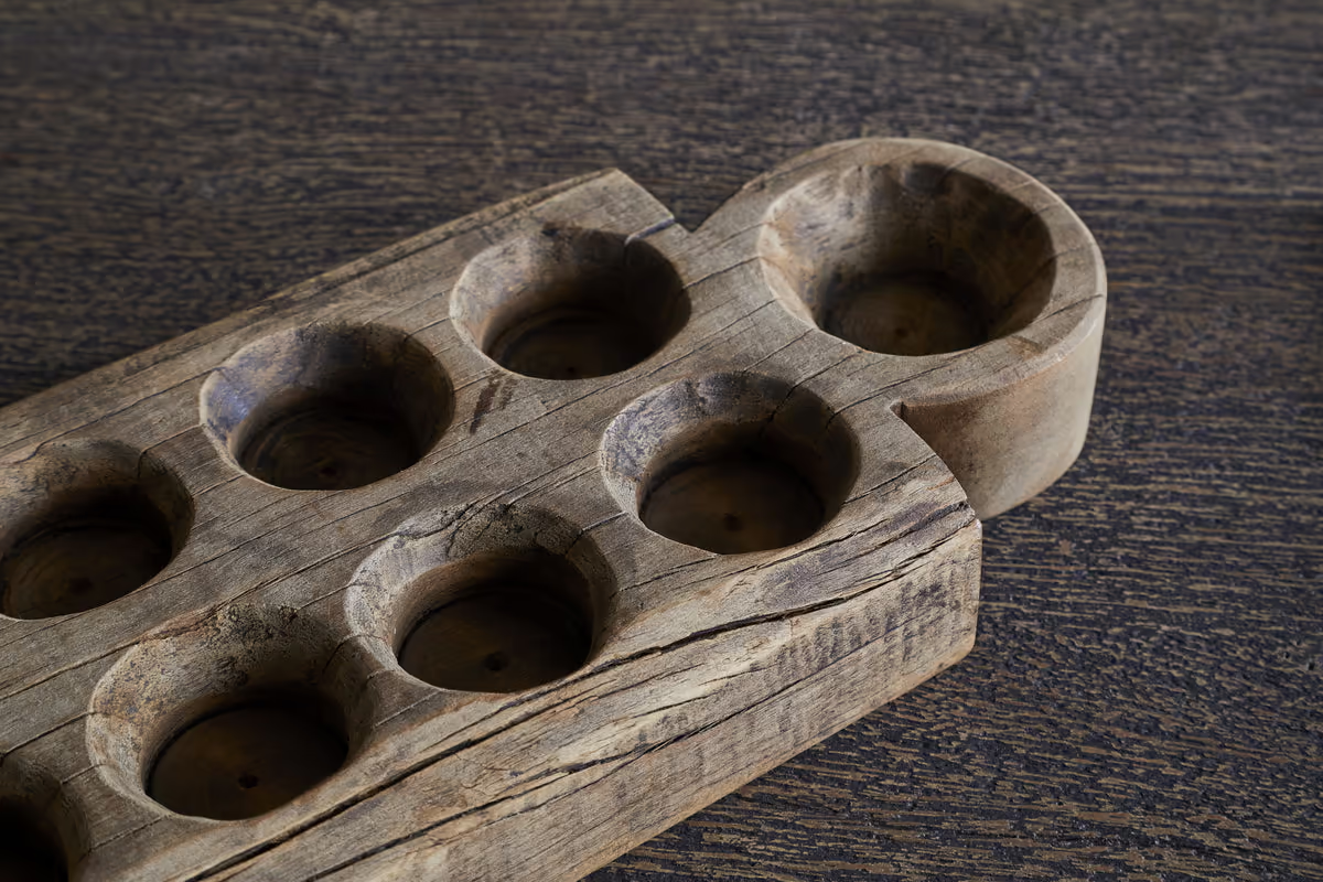 Nkuku - Makala Reclaimed Wood Tealight Holder - Natural