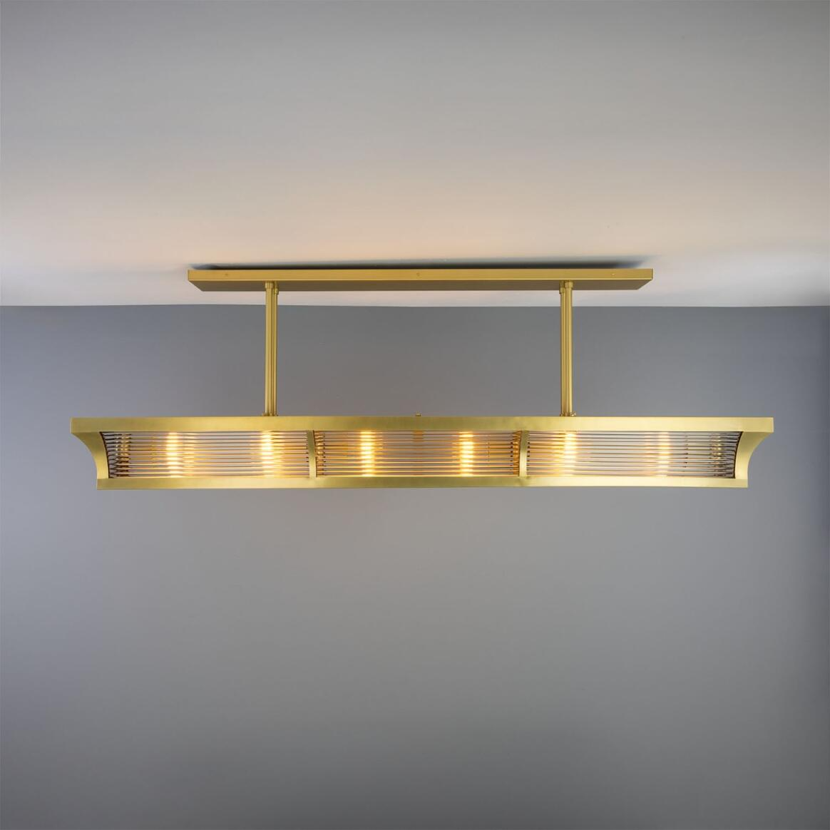 Mullan Lestrade Prismatic Linear Brass Island Chandelier 192cm IP20 - Satin Brass Finish