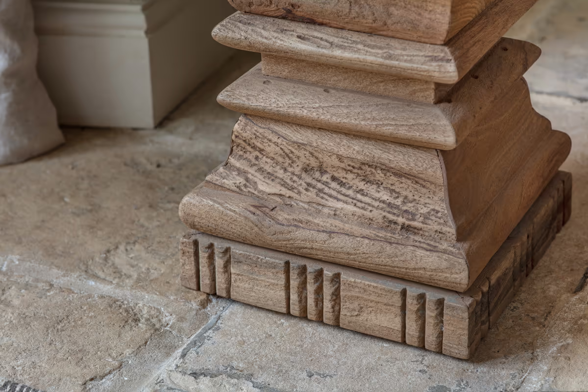 Nkuku - Disha Carved Mango Wood Side Table - Natural
