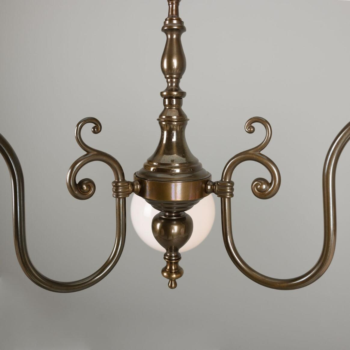 Mullan Eldron Traditional Chandelier with Opal Globes Three-Arm - Antique Brass Finish