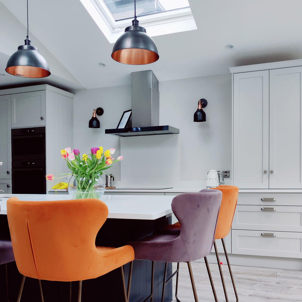 Industville - Brooklyn Dome Pendant Light - 13 Inch - Pewter & Copper - Pewter Pendant Holder