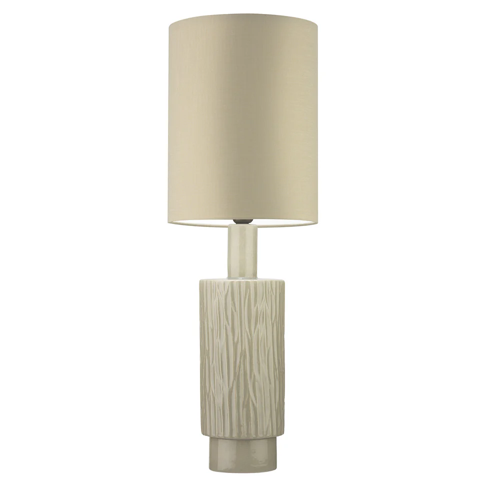 Northern Light - Halsa Table Lamp - Birch Reactive Glaze Old English Brass Light Finish - 10" Metro Drum Saxon Ivory Shade