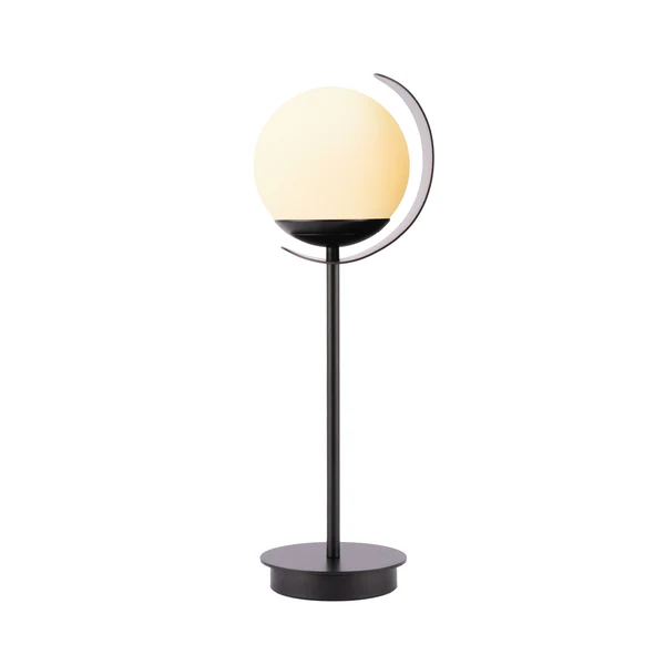 Northern Light - Callisto Opal Table Lamp - Matt Black Finish - Matt Opal Glass Globe 150mm Shade