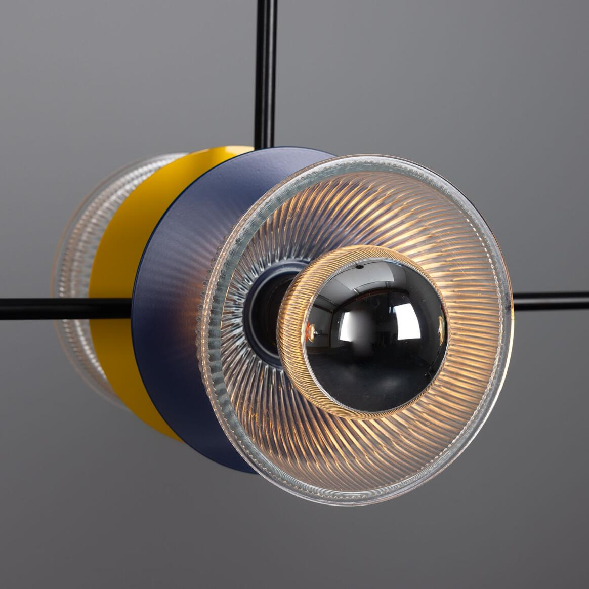 Mullan Eclipse Multicoloured Prismatic Glass Dish Chandelier - Powder-Coated Matte Black Finish
