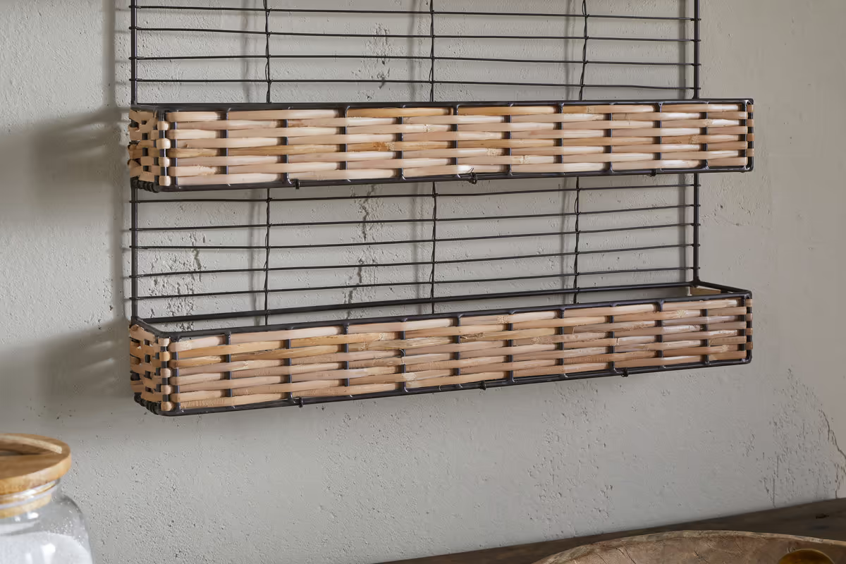 Nkuku - Montali Iron & Rattan Spice Rack - Natural