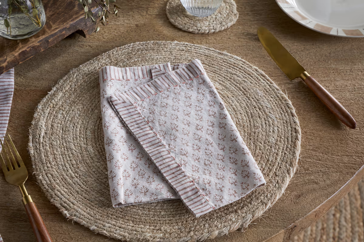 Nkuku - Peplu Block Print Napkin - Terracotta - Set of 4