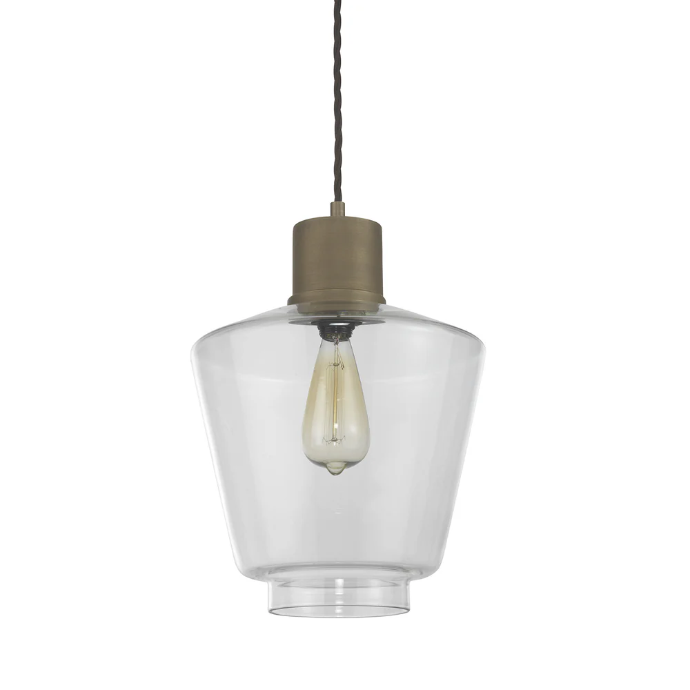 Northern Light - Romney Pendant Ceiling Lights - Clear Brass Medium Finish - Clear Shade