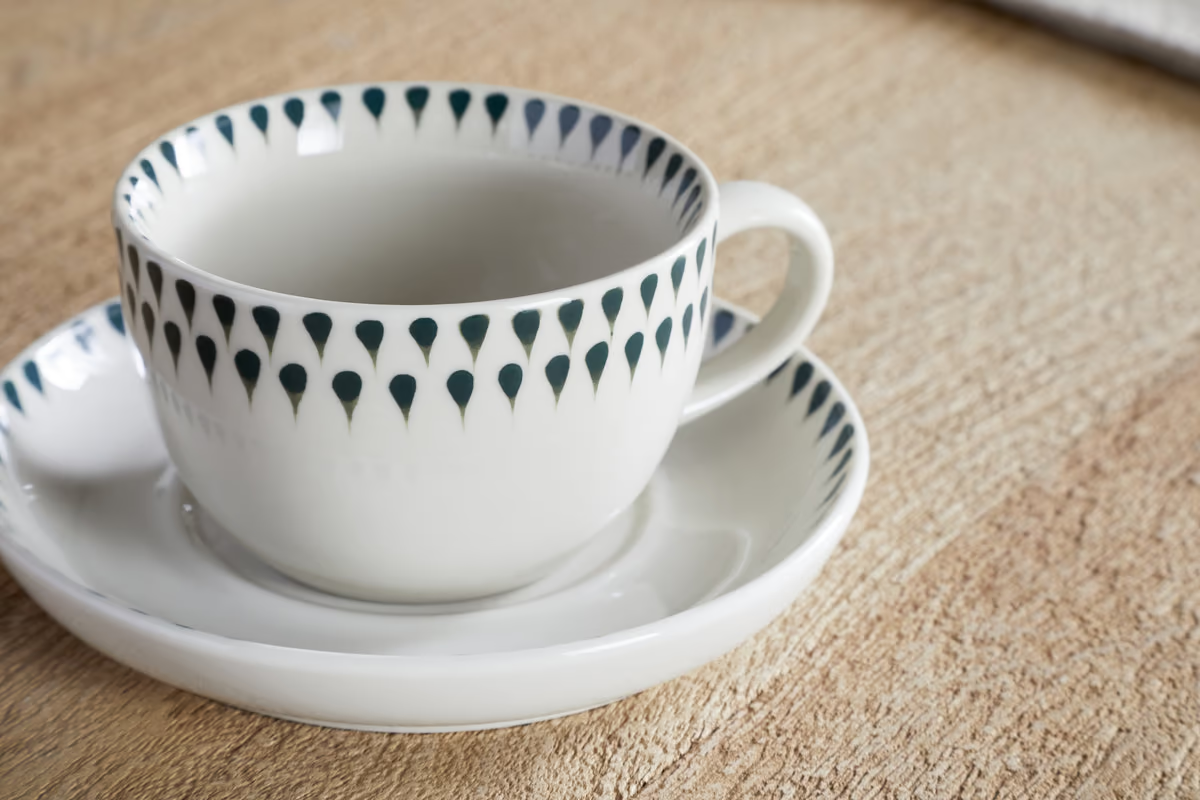 Nkuku - Juniper Drop Cup & Saucer - Cream & Juniper