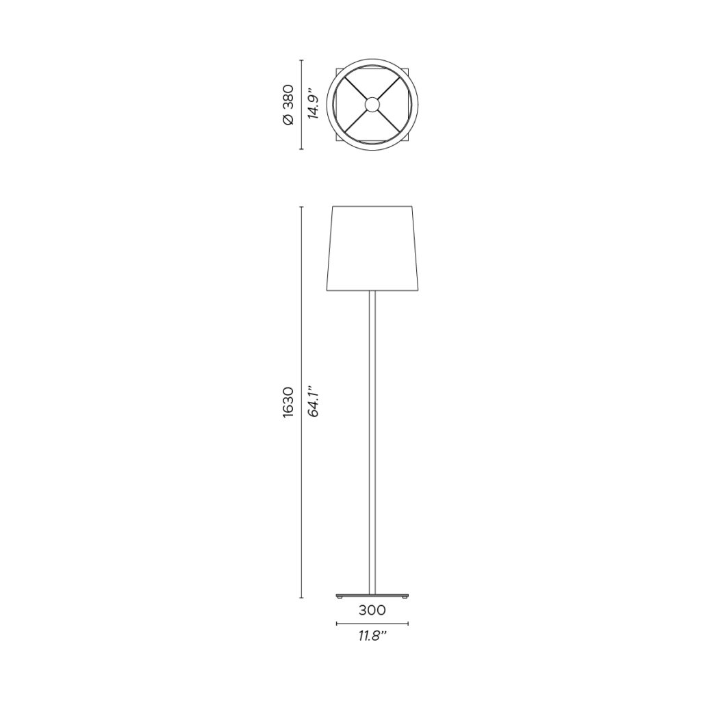 Contardi Lighting Tonda Floor Lamp - Matt Light Satin Bronze - White Cotton 800