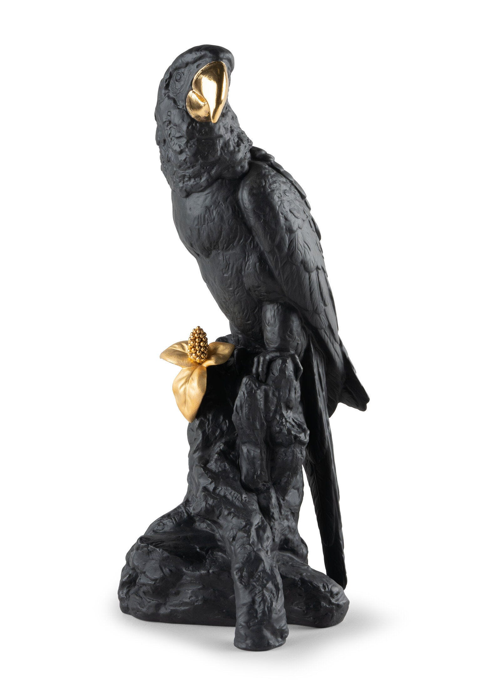 Lladró - Macaw Bird Sculpture - Black-Gold - Limited Edition