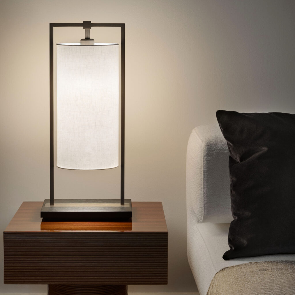 Contardi Athena Table Lamp  - Brushed Bronze Nickel Frame - White Linen Shade