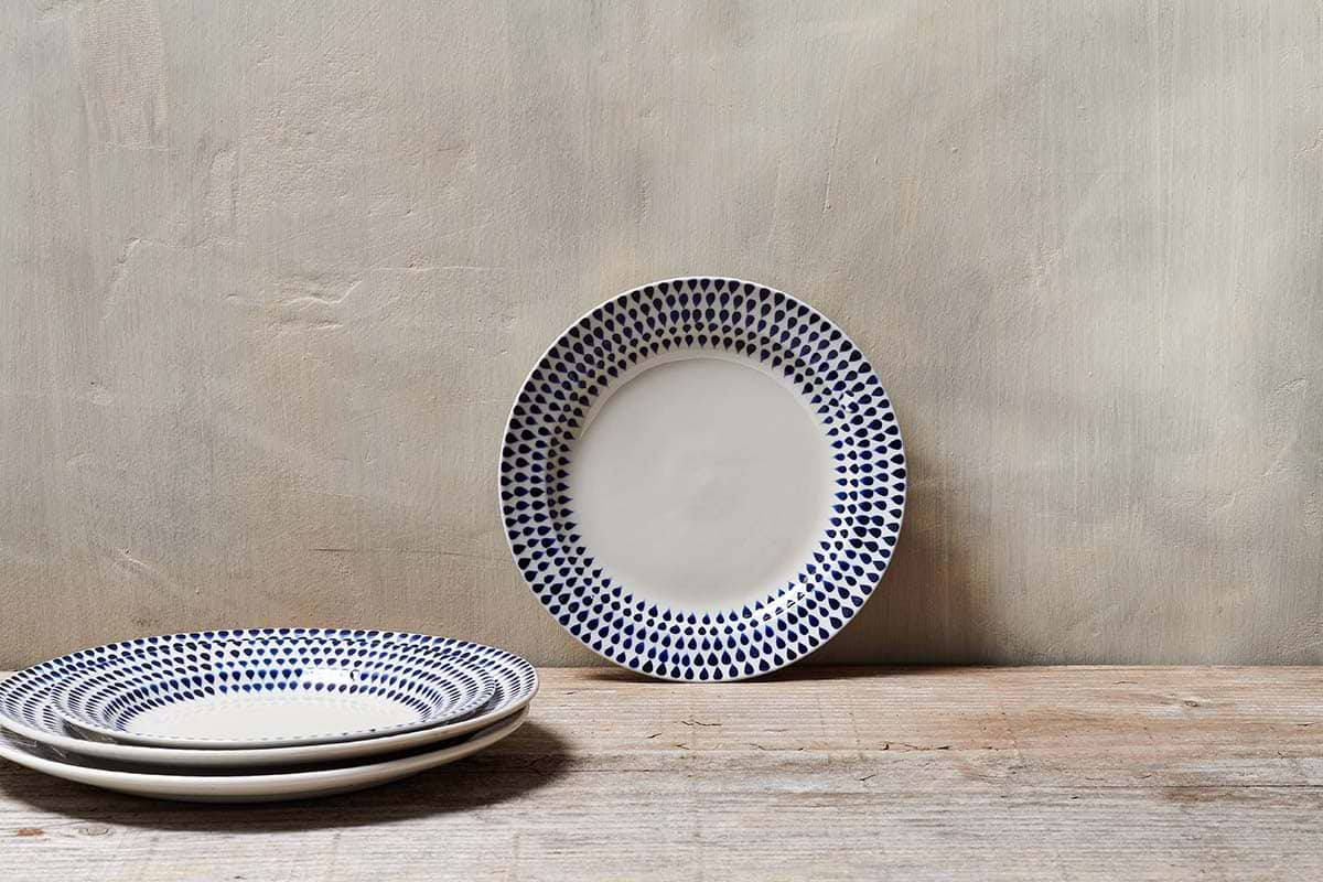 Nkuku - Indigo Drop Side Plate - Cream & Indigo