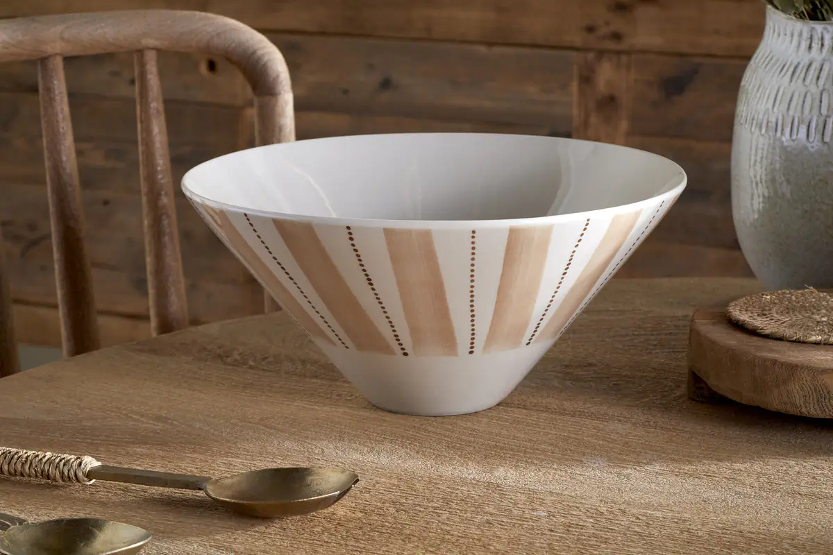 Nkuku - Patthar Serving Bowl - Cream & Clay - Medium