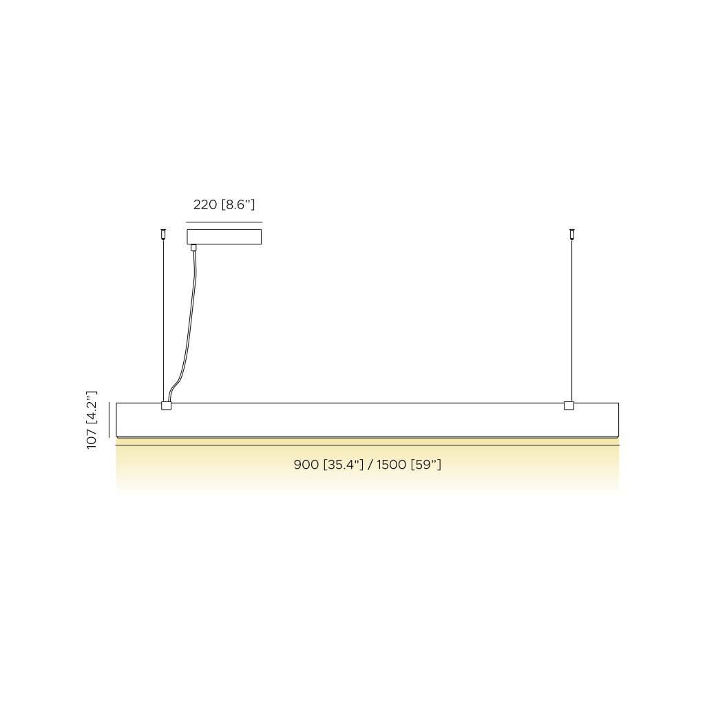 Contardi Lighting Stick Suspension Lamp - Large l.1500 - Brushed Bronze-Nickel - Ribbed Plexiglass