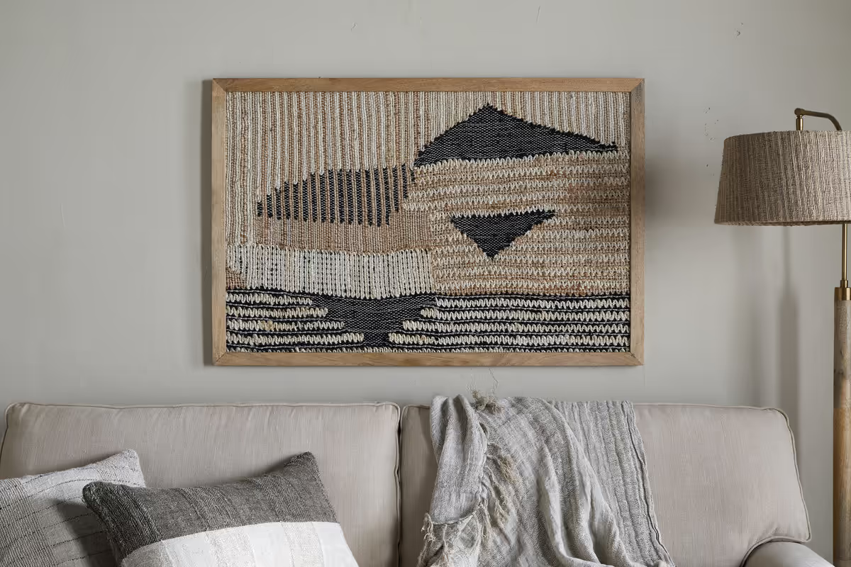 Nkuku - Birala Large Textured Wall Art - Natural & Dark Blue