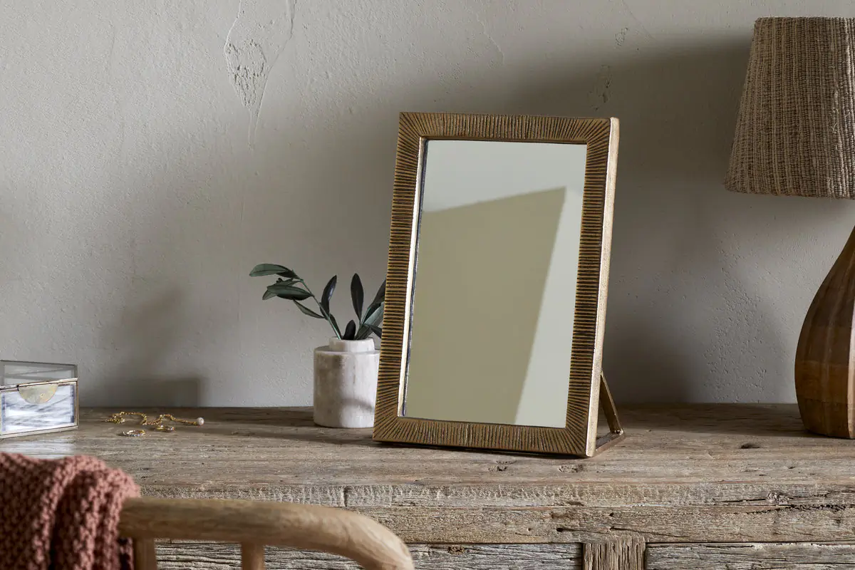 Nkuku - Baja Standing Mirror - Antique Brass