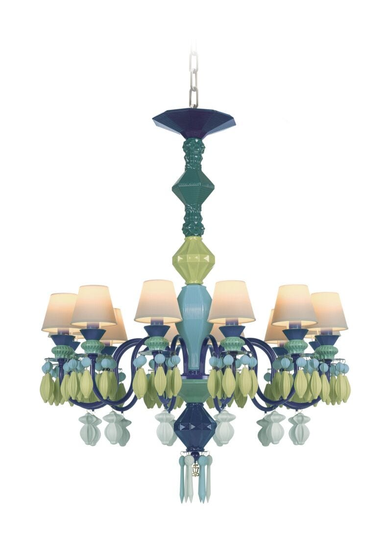 Lladró - Belle de Nuit 12 Lights Chandelier - Green