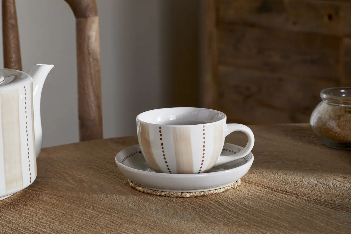 Nkuku - Patthar Cup & Saucer - Cream & Clay