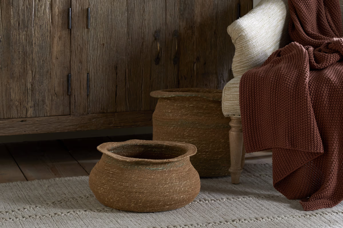 Nkuku - Rana Short Basket - Natural & Moss