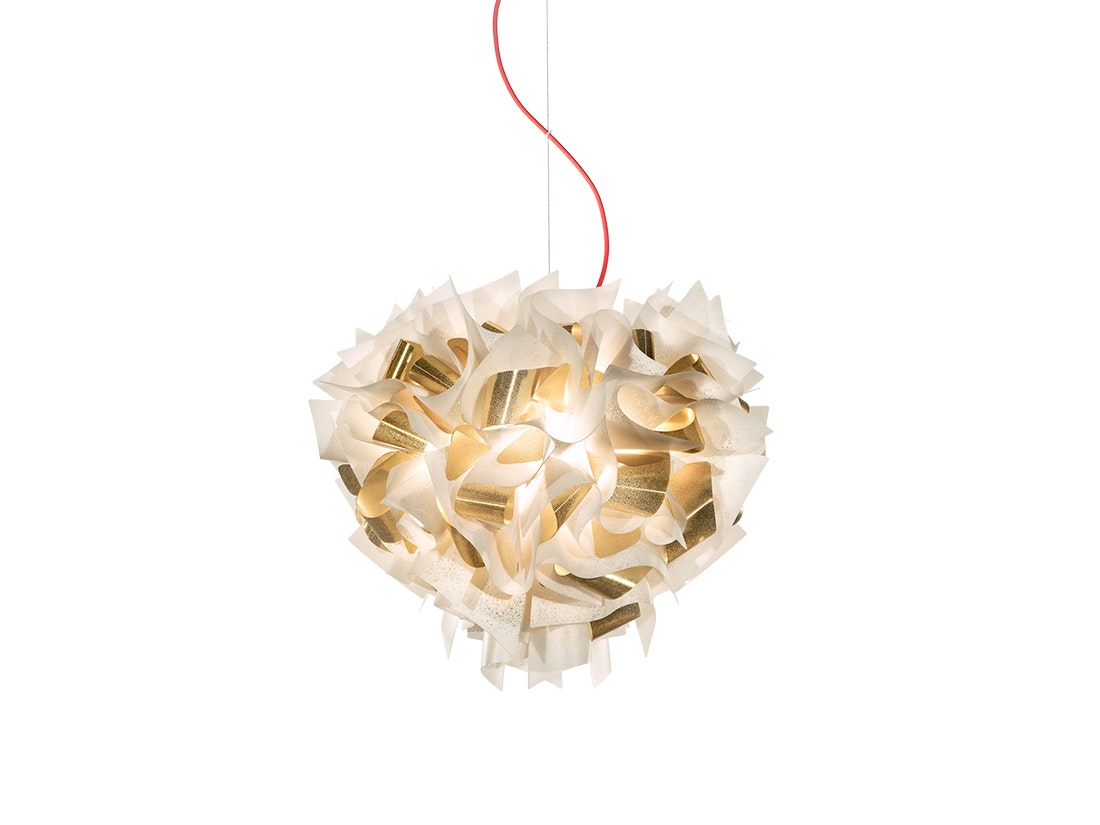 Slamp - Veli Aurea Suspension Lamp - Medium - White/Gold - Red Wire