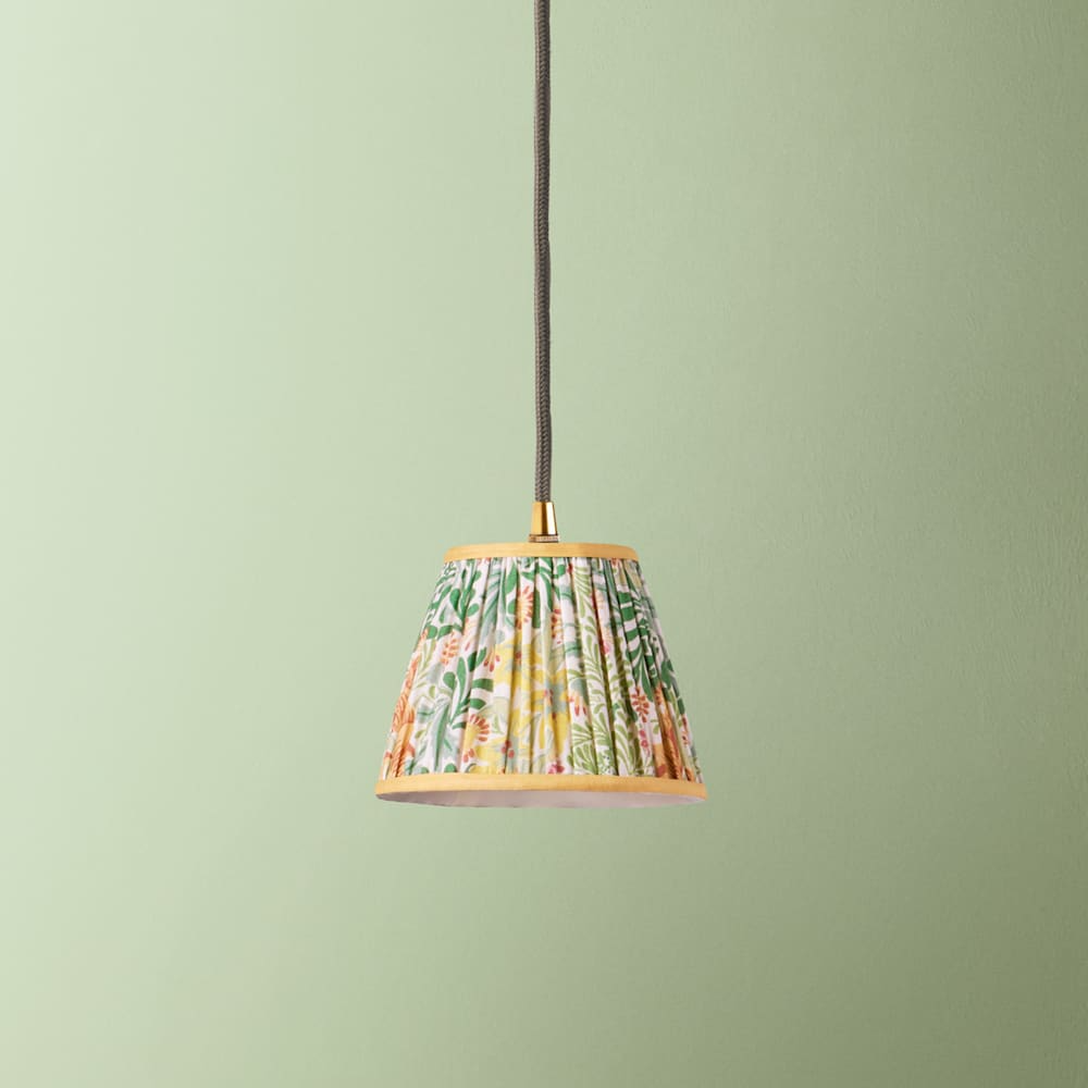 Pooky - 18cm Pendant Shade - Herball - Weld Bower Printed Cotton - Morris & Co.