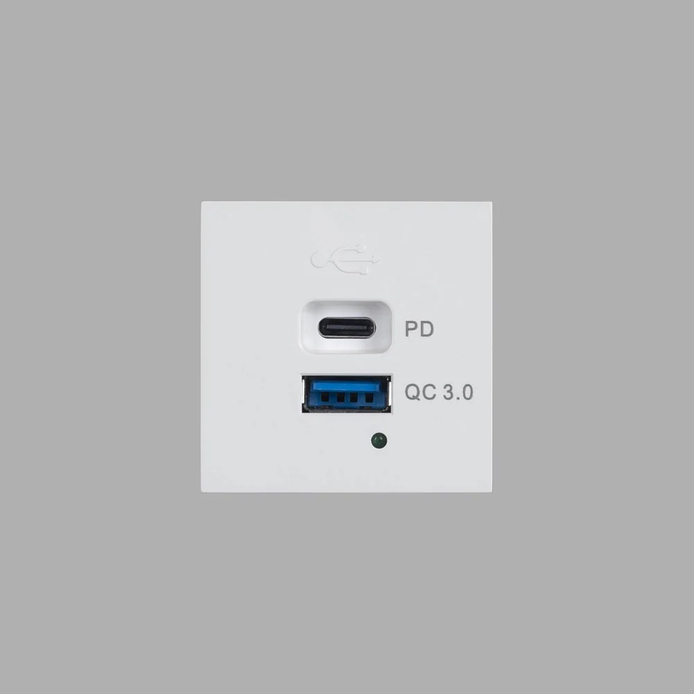 Buster & Punch - USB Module - USB A + C Quick Charge 45 mm - White Finish