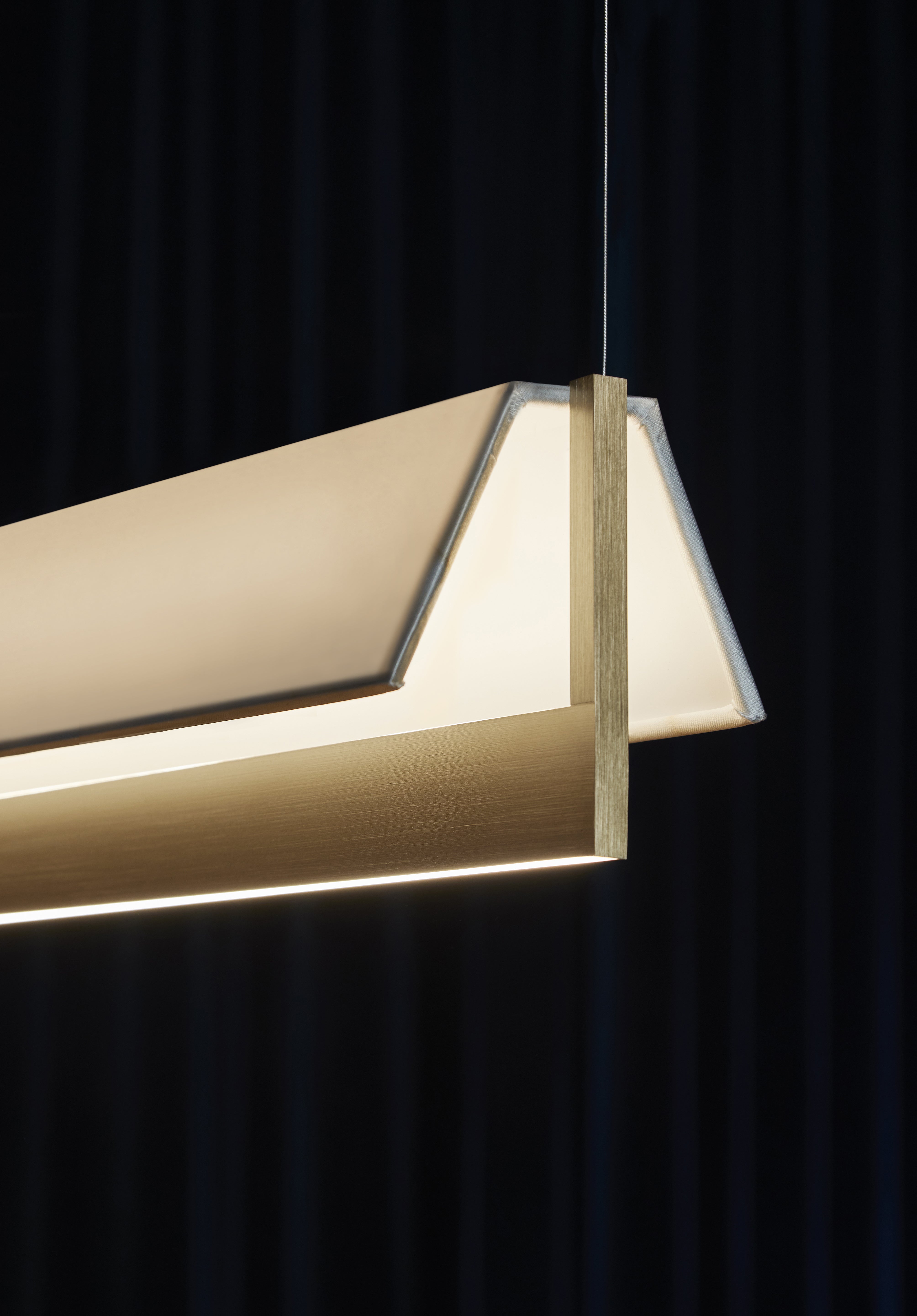 Contardi Lighting Fly Suspension Lamp - L.170 - Brushed Bronze-Nickel - White cotton
