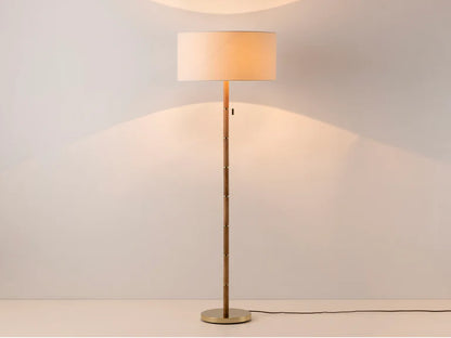 Houseof Wooden and Brass Disk Floor Lamp