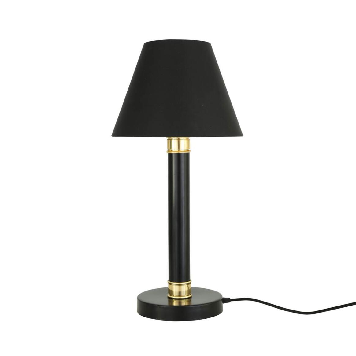 Mullan Kangos Traditional Brass Pillar Table Lamp - Powder-Coated Matte Black Finish