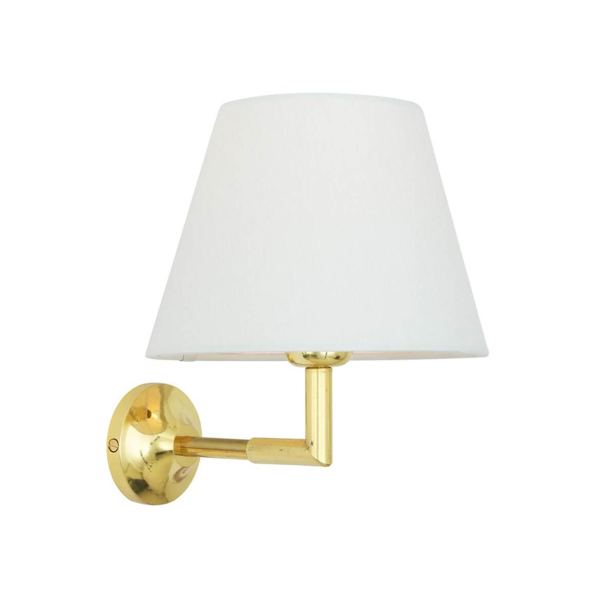 Mullan - Kilkee Modern Brass Wall Light with Fabric Shade 20cm IP20 - Polished Brass Finish