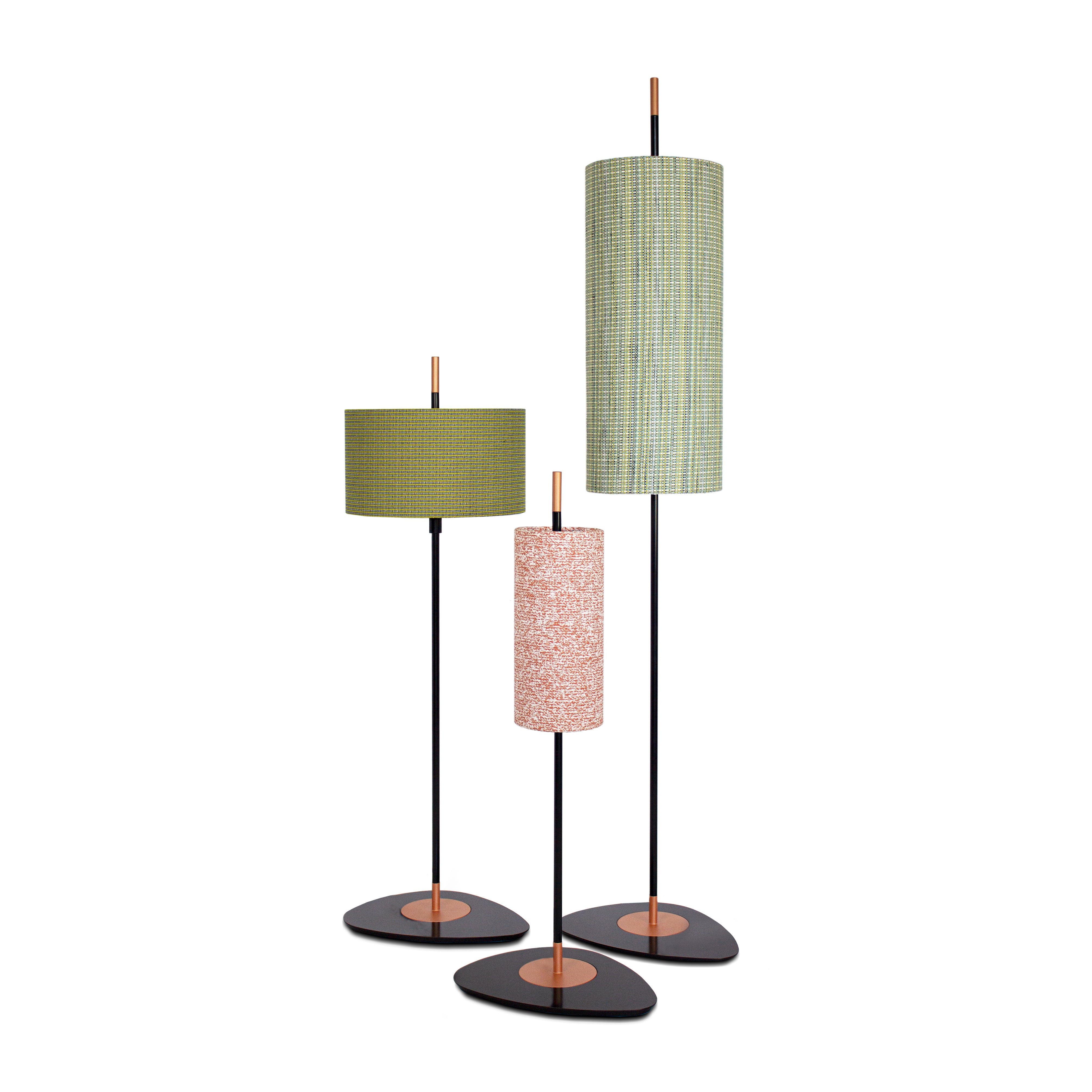 Contardi Lighting Lagoon Floor Lamp - Medium- Matt black Finish Copper Lacquered - Noumea Goyave (Pierre Frey)