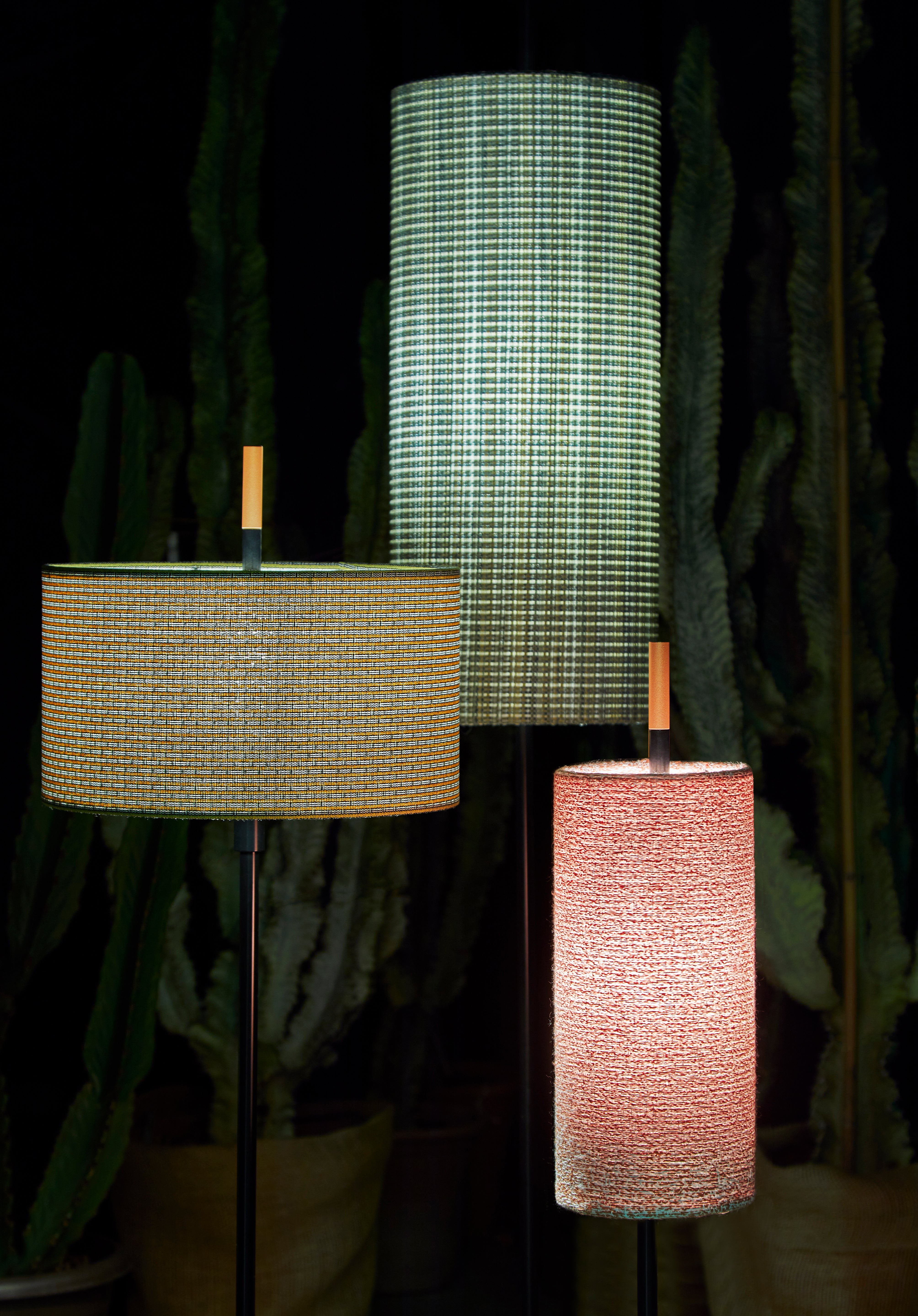 Contardi Lighting Lagoon Floor Lamp - Medium - Matt black Finish Copper Lacquered - Bayamo Mimosa (Pierre Frey)