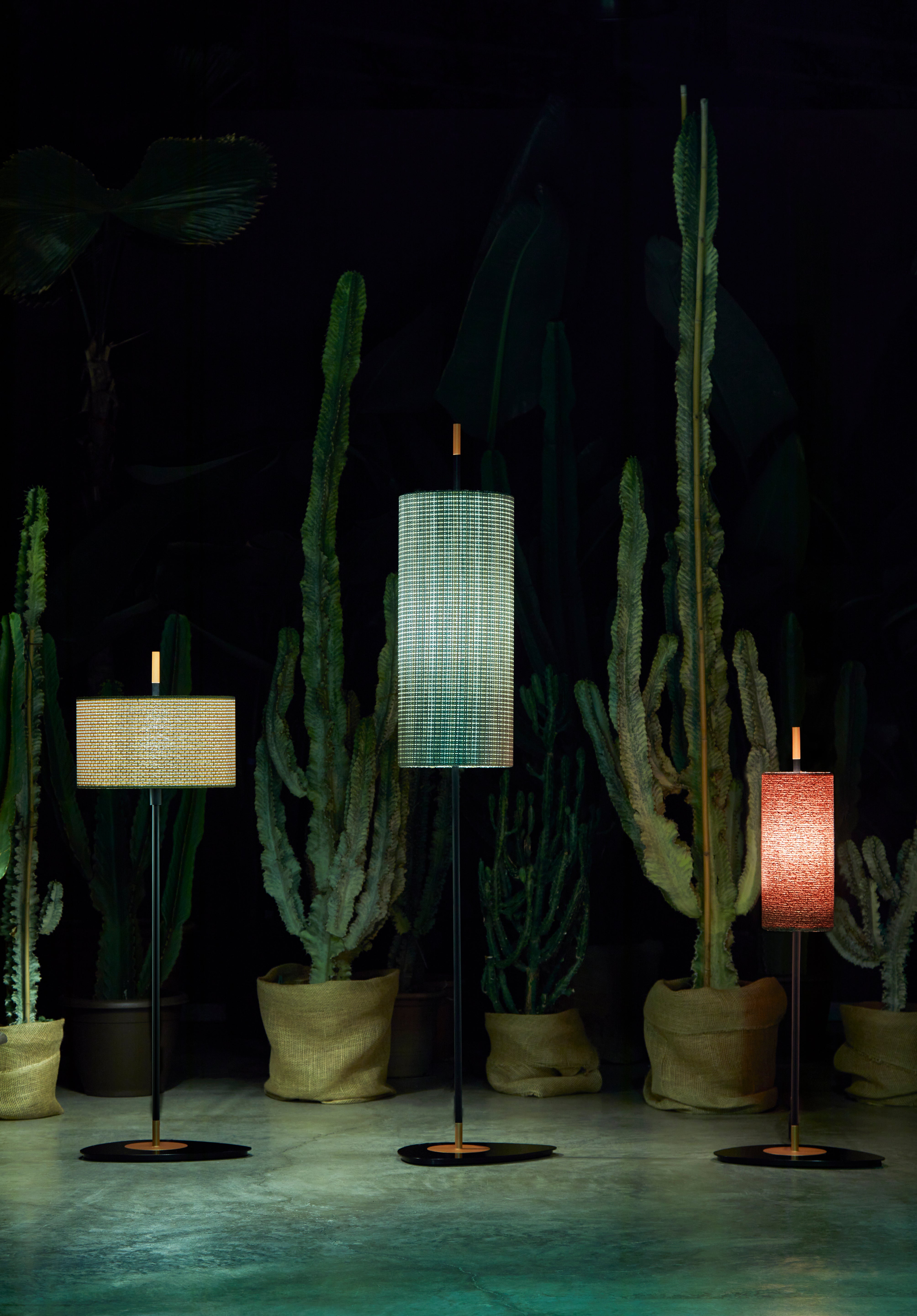 Contardi Lighting Lagoon Floor Lamp - Medium- Matt black Finish Copper Lacquered - Noumea Goyave (Pierre Frey)