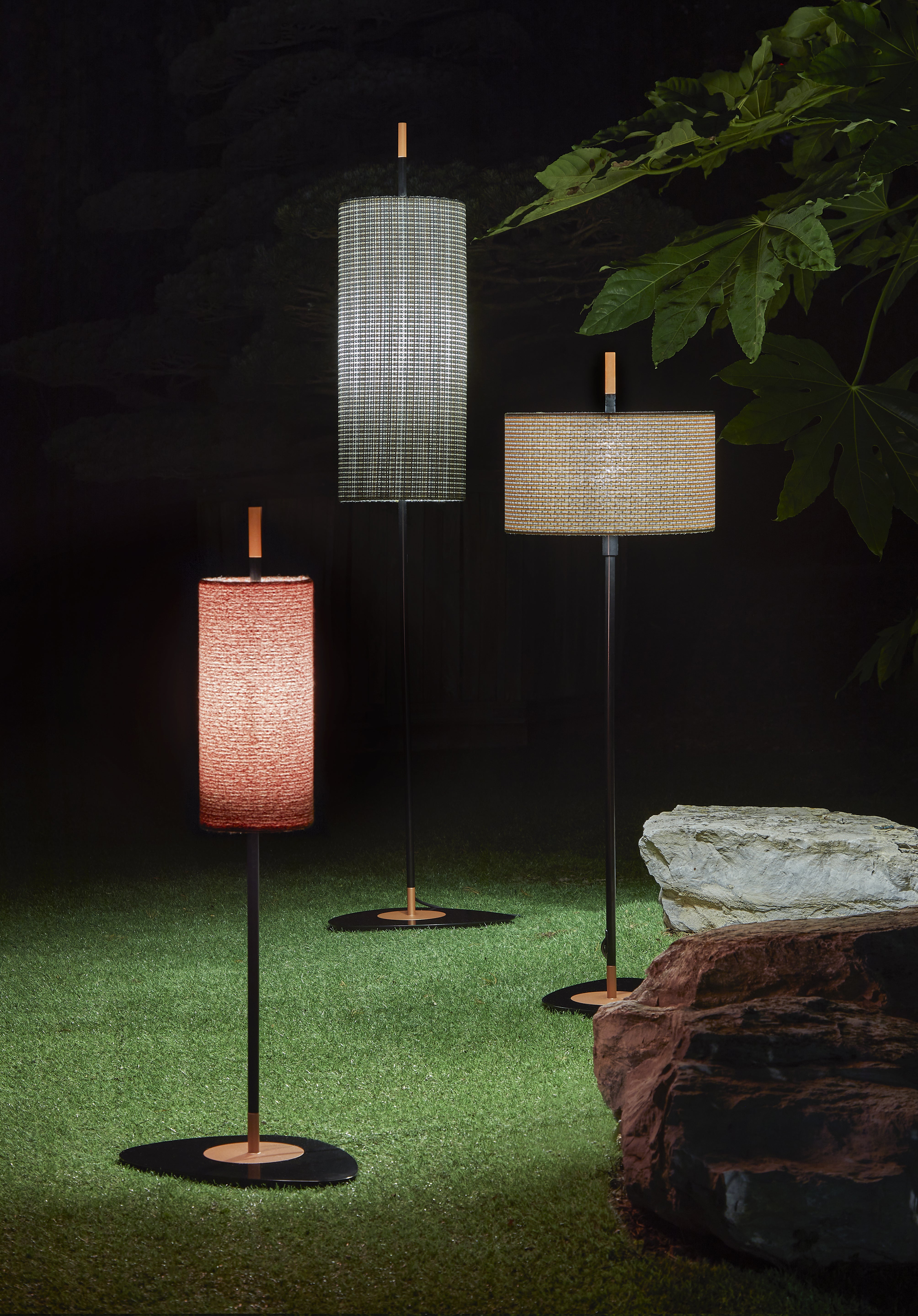 Contardi Lighting Lagoon Floor Lamp - Large - Matt black Finish Copper Lacquered - Noumea Goyave (Pierre Frey)