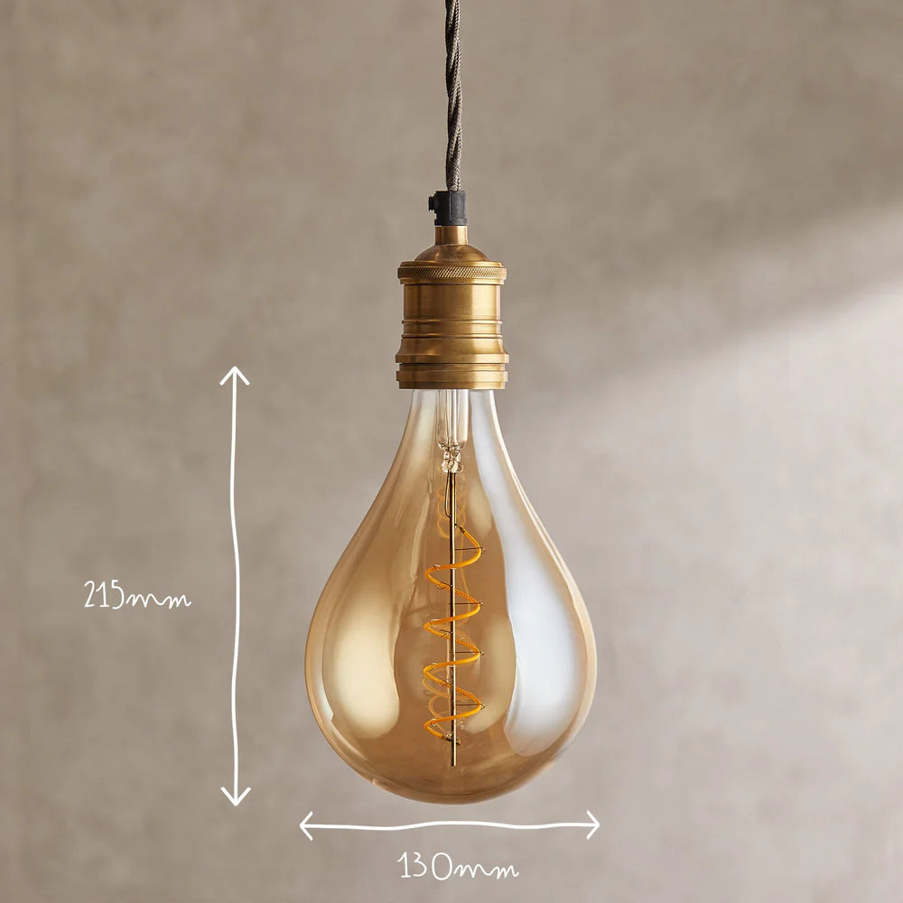 Pooky Giant 4 Watt LED Curled Filament Bulb with Amber Coating and E27 Fitting