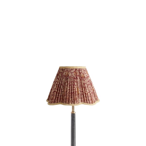 Pooky - 25cm Scalloped Empire Shade - Claret & Gold Silk Snakeshead - Morris & Co.