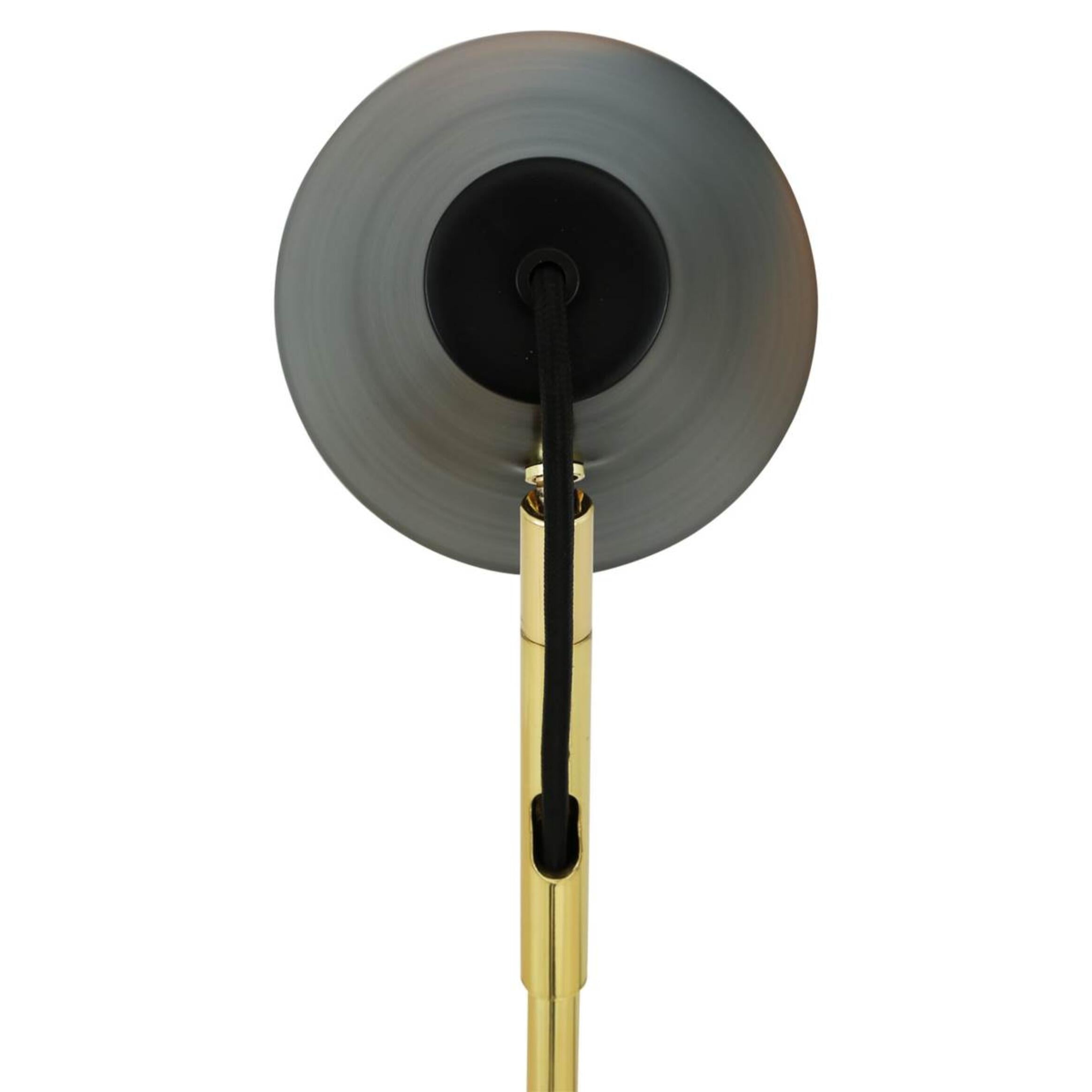 Mullan Lusaka Modern Adjustable Table Lamp with Cone Shade - Powder Coated Matte Black & Polished Brass Stem Finish