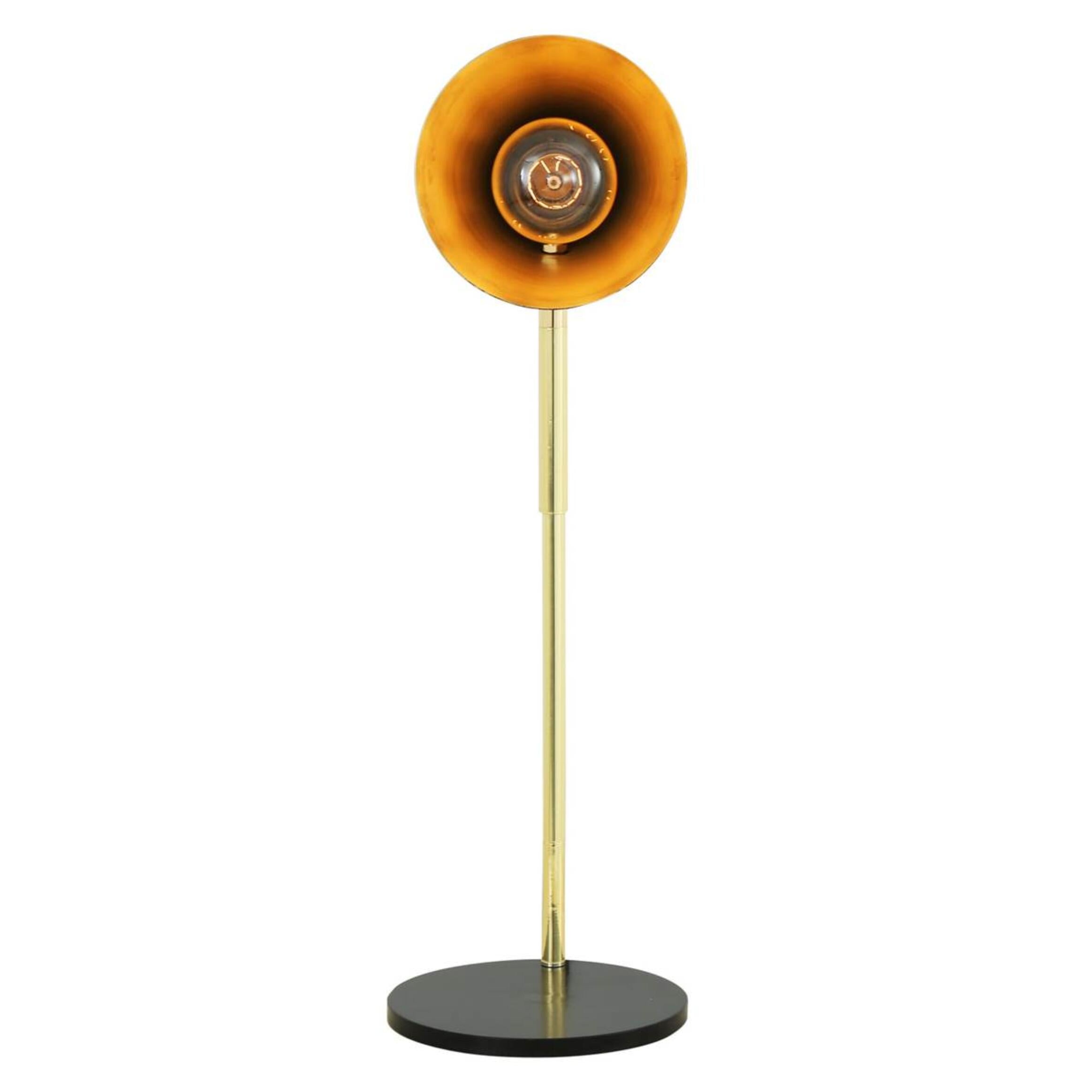 Mullan Lusaka Modern Adjustable Table Lamp with Cone Shade - Powder Coated White & Polished Brass Stem Finish