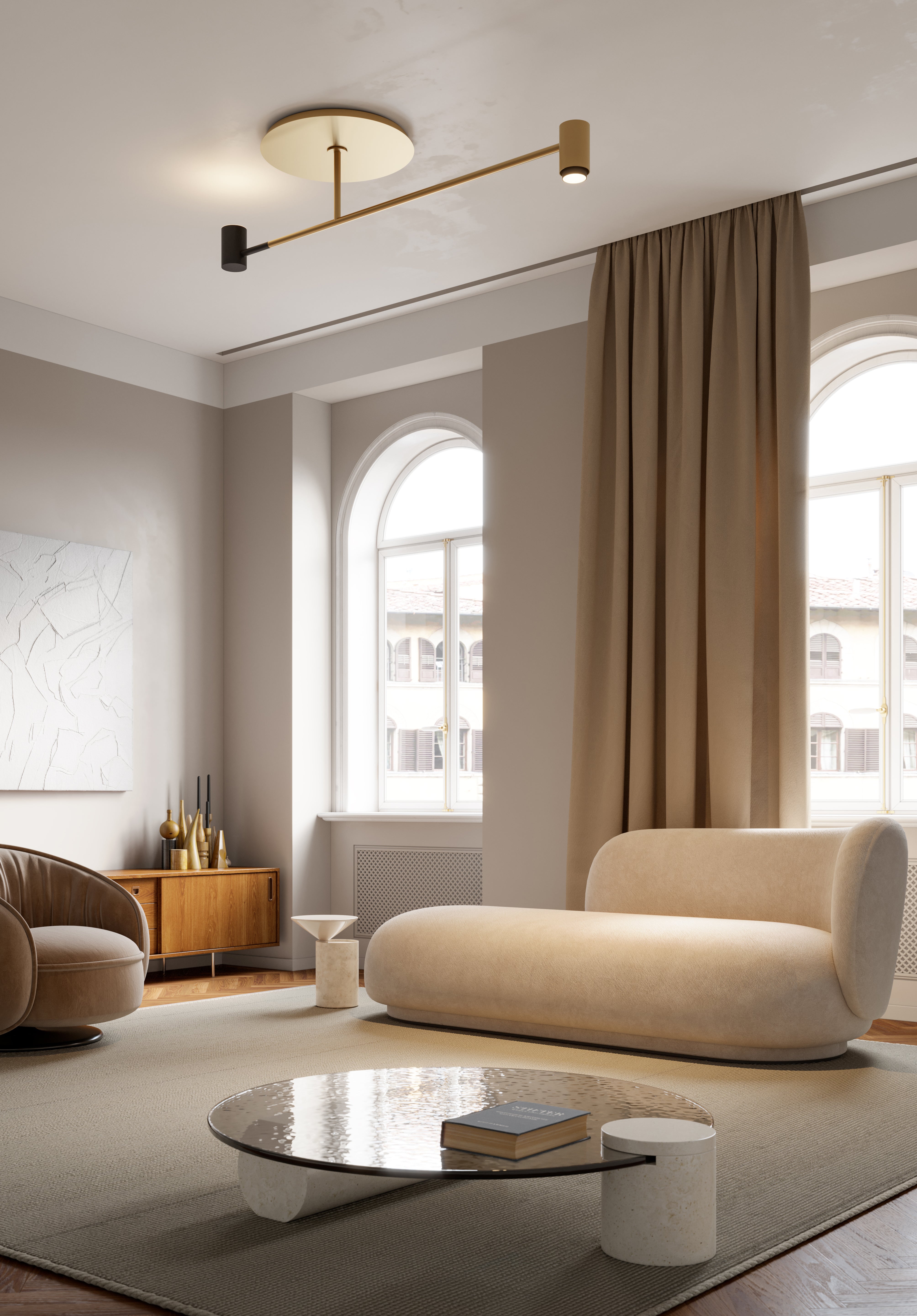 Contardi Lighting Melanocetus Ceiling Light - Matt Black Lacquered With Satin Gold Details - Satin Plexiglass