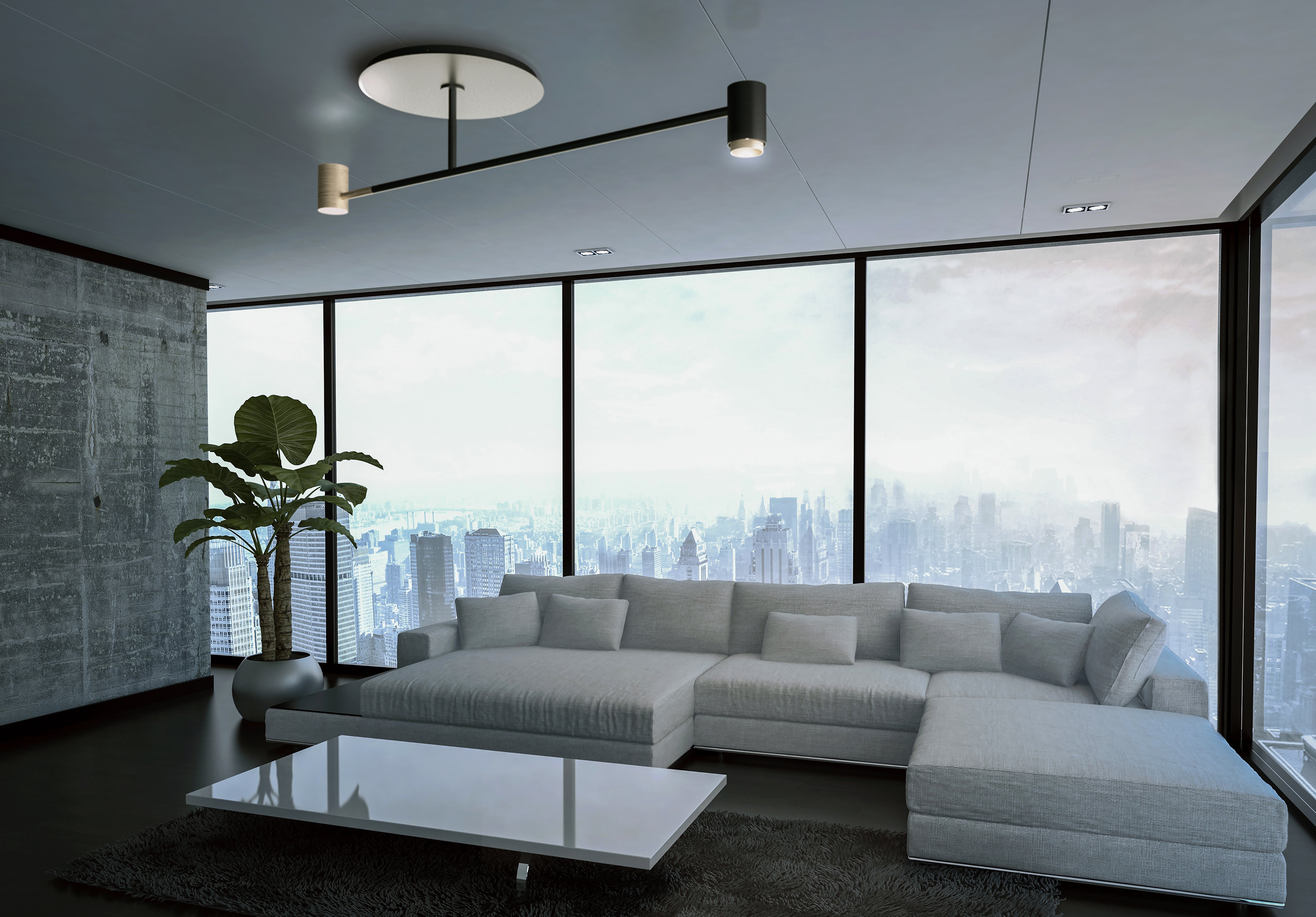 Contardi Lighting Melanocetus Ceiling Light - Satin Gold With Matt Black Lacquered Details - Satin Plexiglass